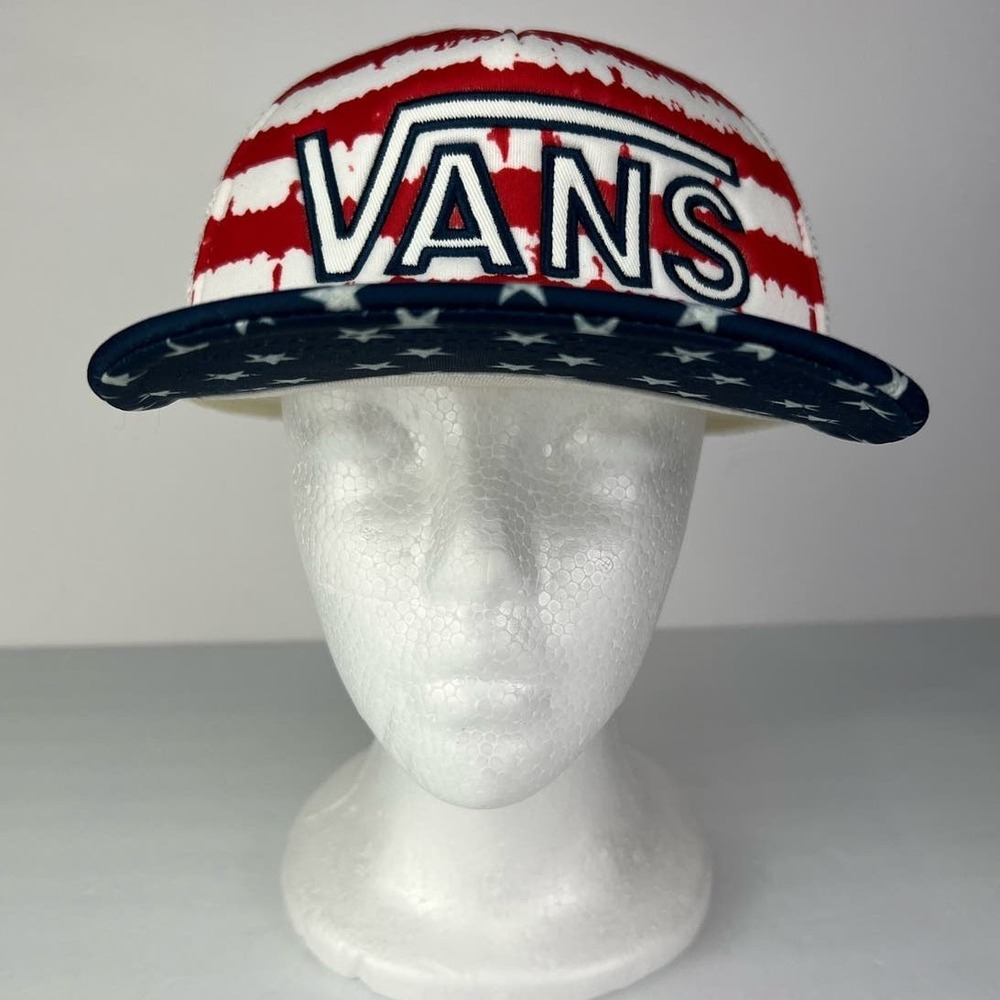 Vans Mens OSFA Trucker Hat Patriotic Stars Stripes Red White Blue Snapback Cap